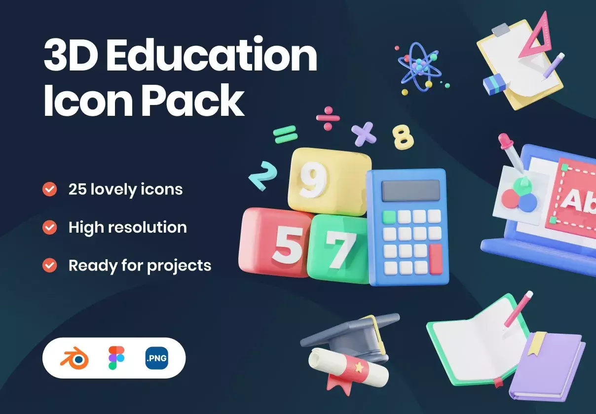 3D Education Icon Pack