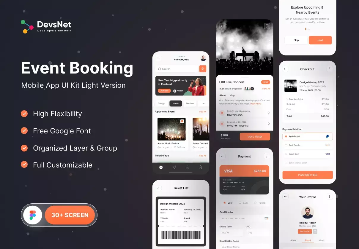 Eventioe - Event Booking App UI Kit