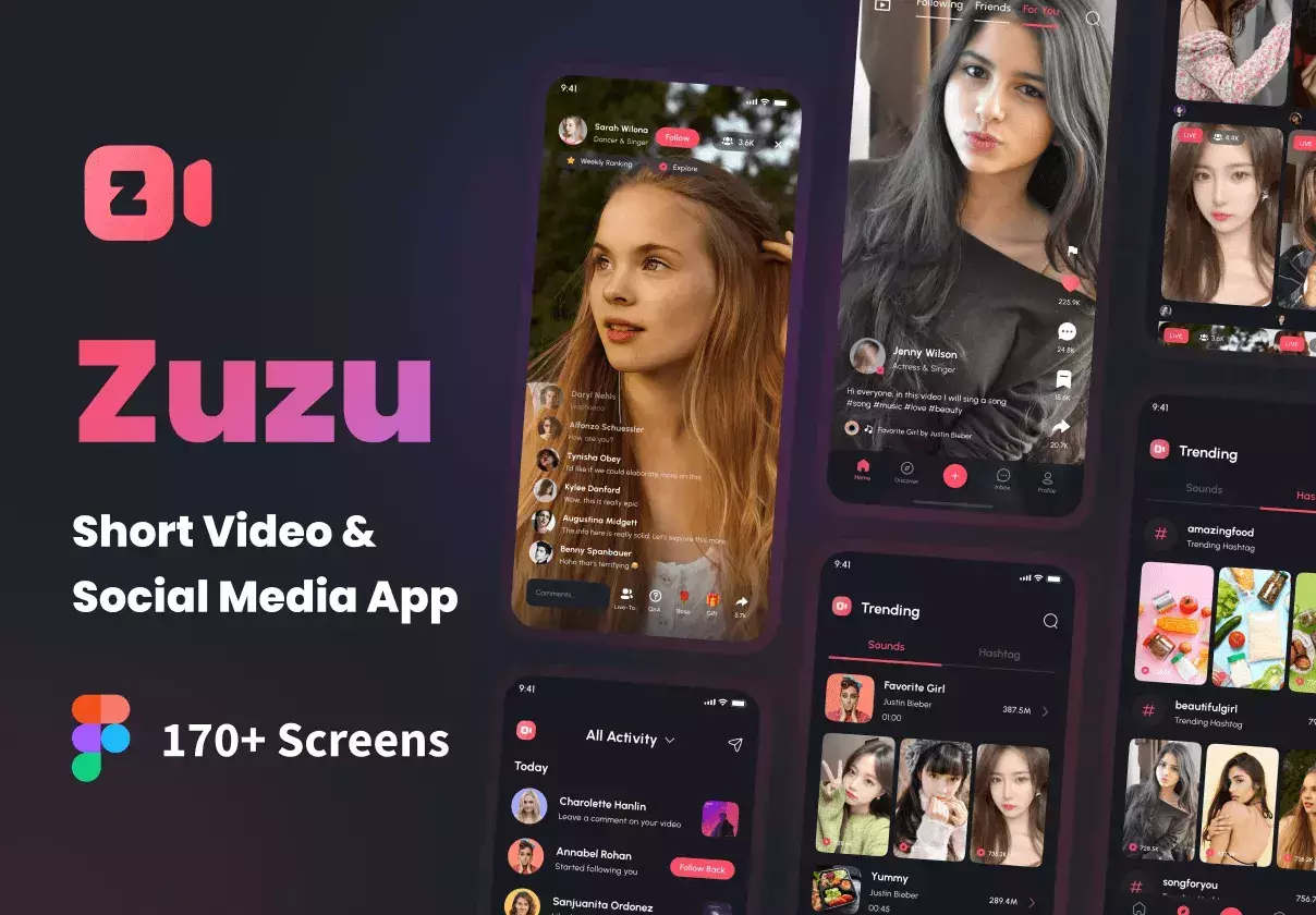 Zuzu - Short Video & Social Media App UI Kit