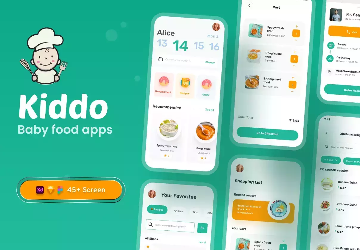 Baby Food Apps UI Kit