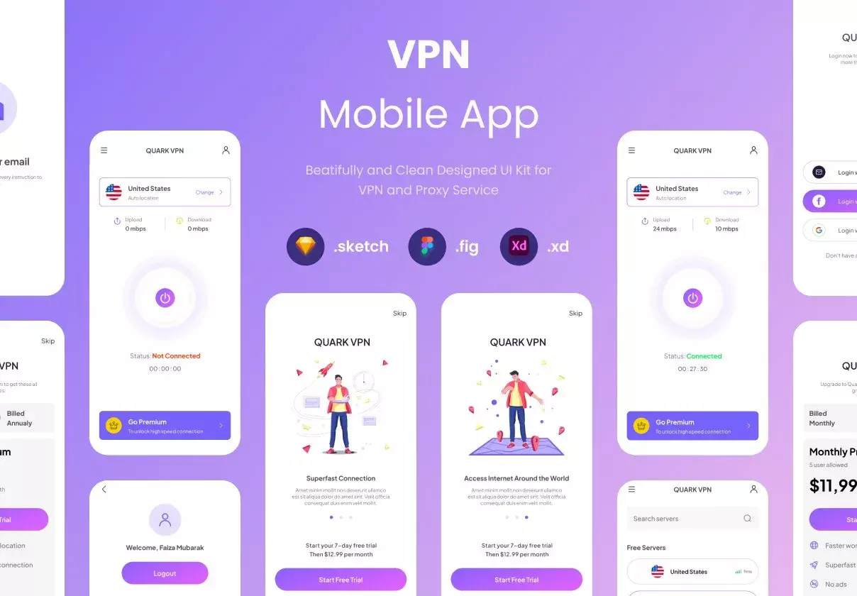 VPN Mobile App UI KIT