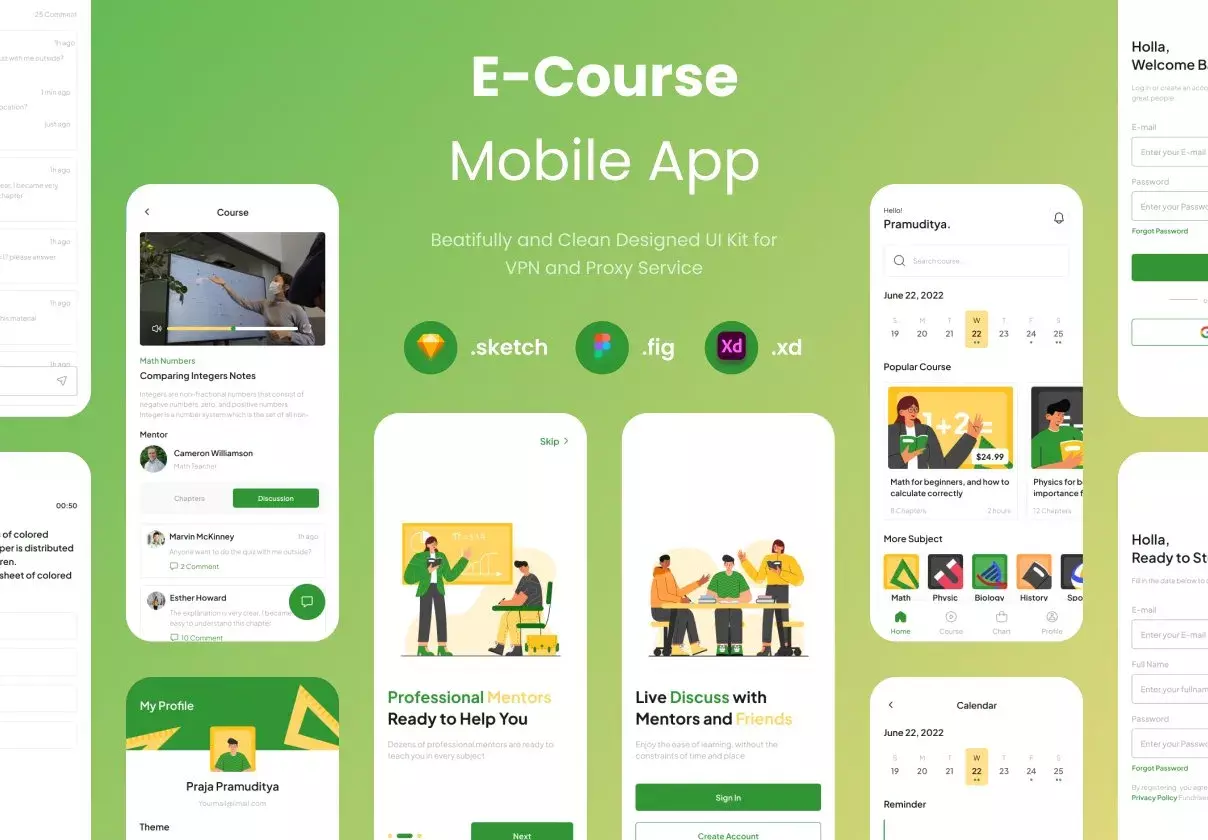 E-Course Mobile App UI KIT