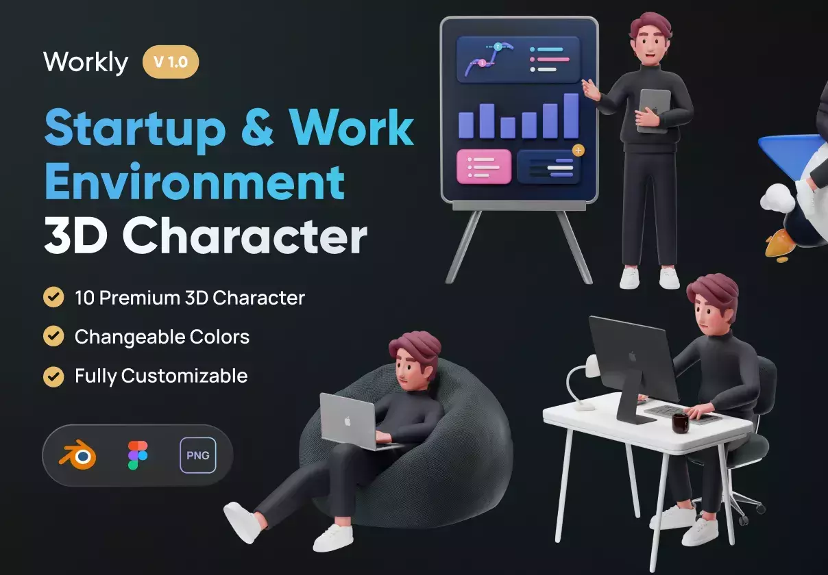 Custom 3D Character suitable for Startup & Work Niche