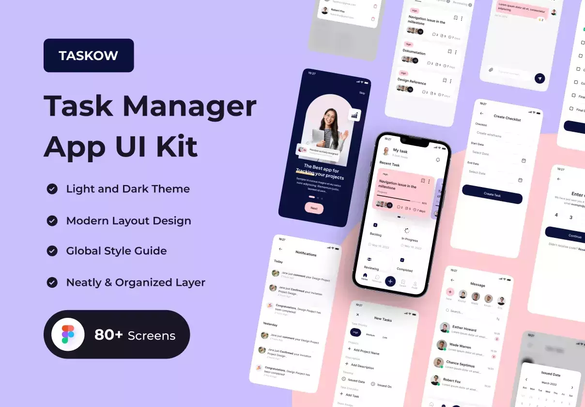 Premium Task Manager App UI Kit with Modern and Minimalist Style