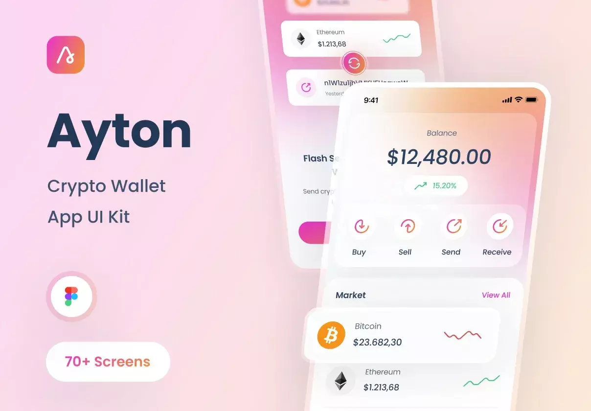 High Quality Crypto Wallet App UI Kit in iPhone X Screens