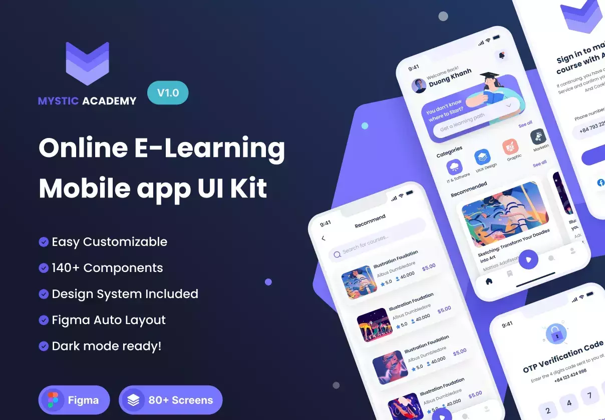 Figma Online & E-learning app UI kit