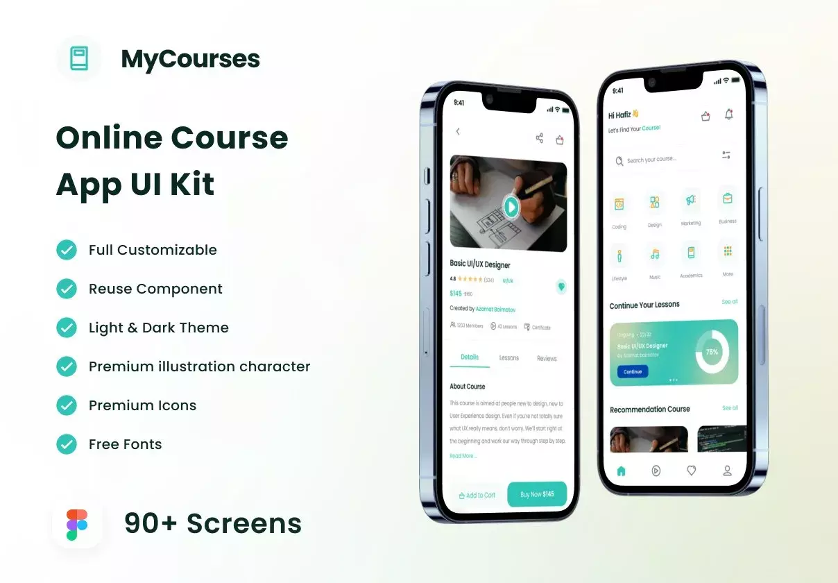 High Quality Online Course Premium App UI Design for your next design project