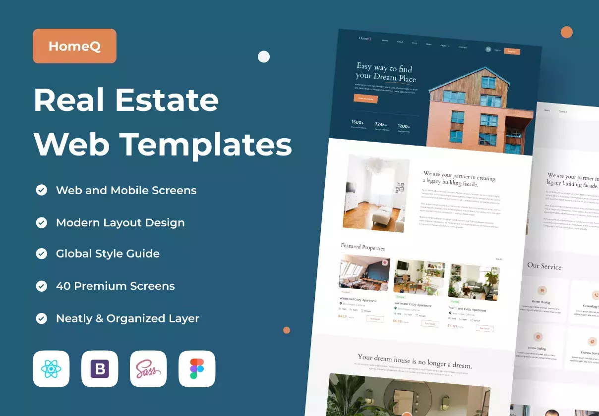 Premium Real Estate Web Templates with Modern and Minimalist Style