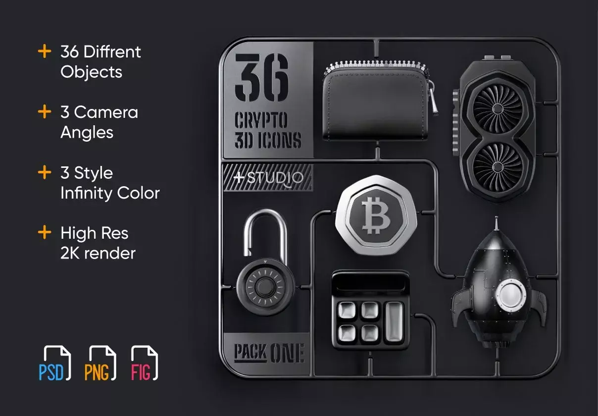 36 Crypto 3D icons