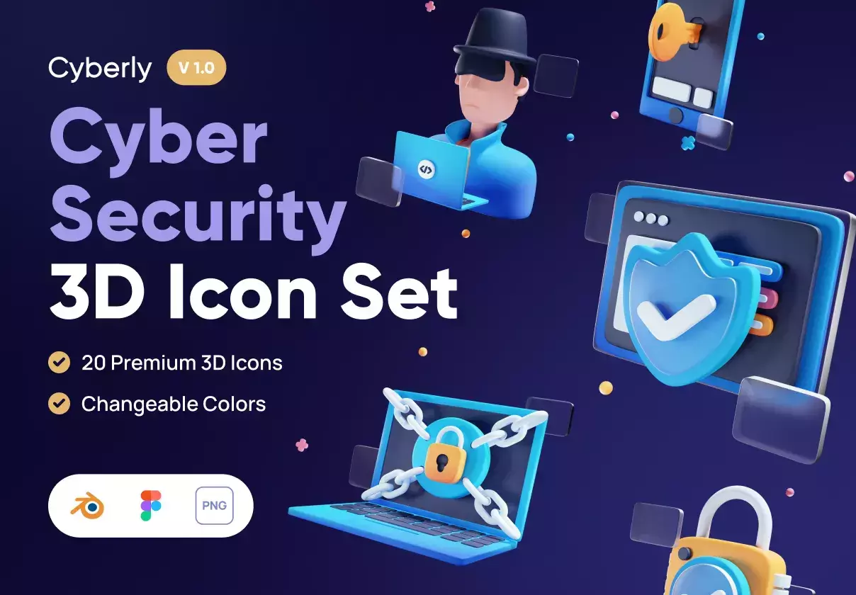 Cyberly - Cyber Security 3D Icon Set