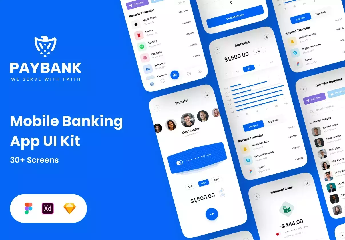 Paybank - Mobile Banking App UI Kit