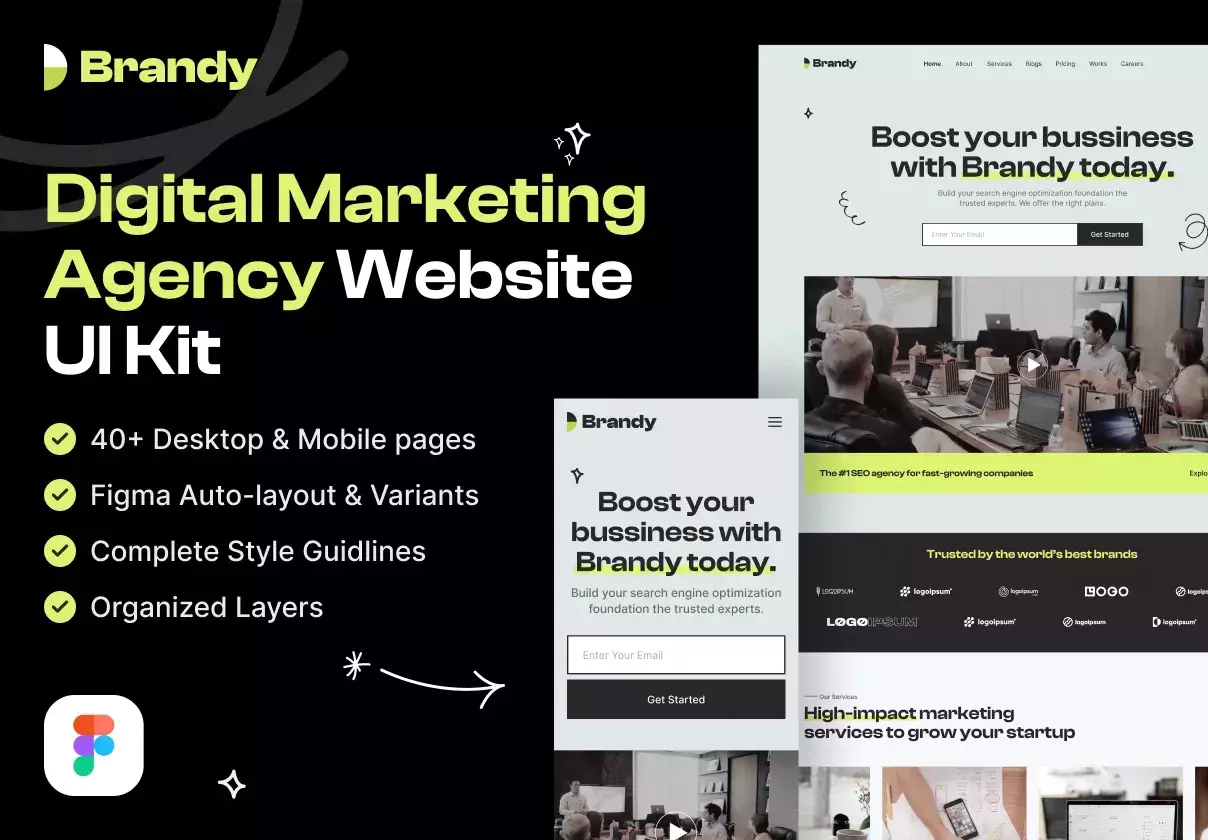 Brandy - Digital Marketing Agency Website UI Kit