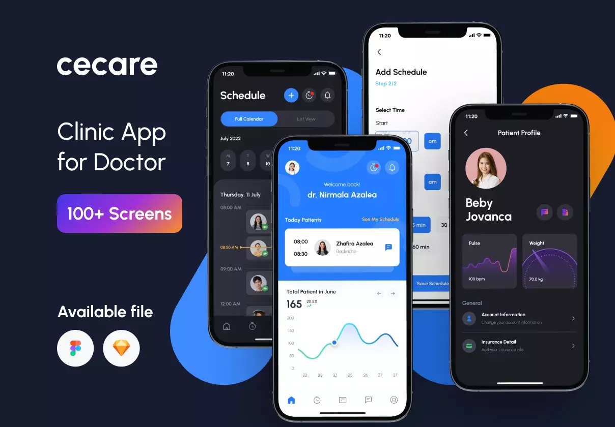 Modern and professional as a real product clinic smart care doctor app UI Kit