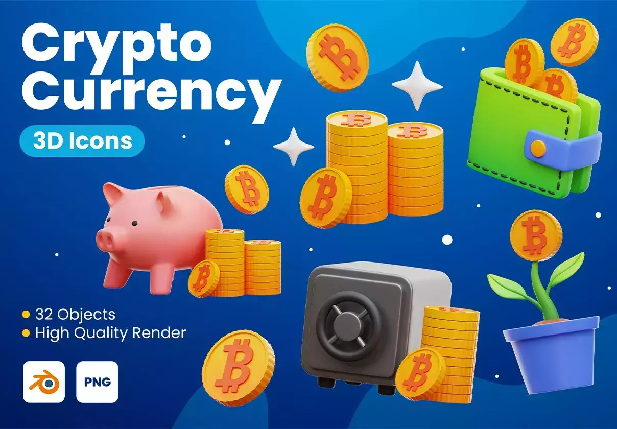 Cryptocurrency 3D Icons