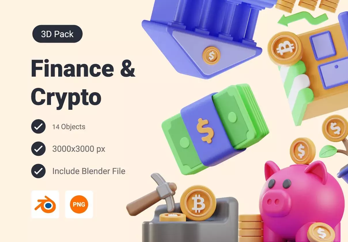 Finance & Crypto 3D Icon Pack