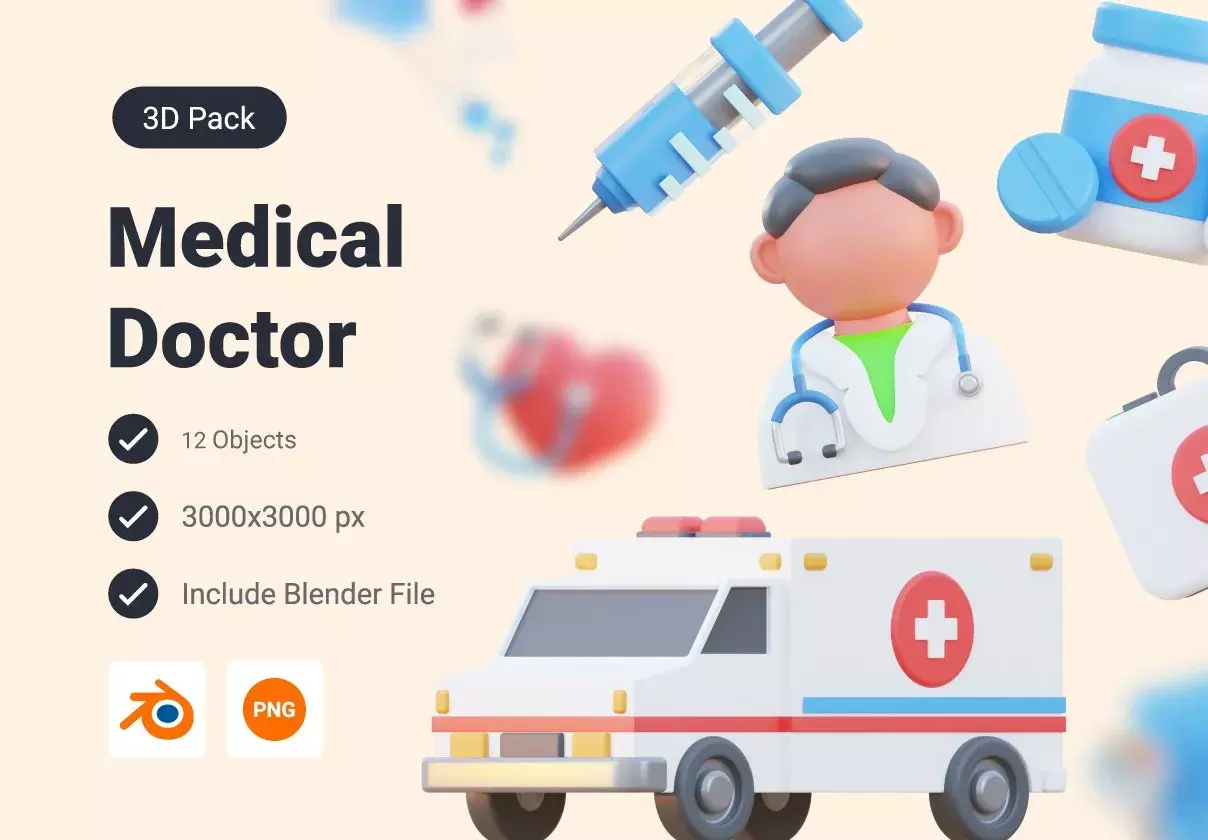 Medical & Doctor 3D Icon Pack