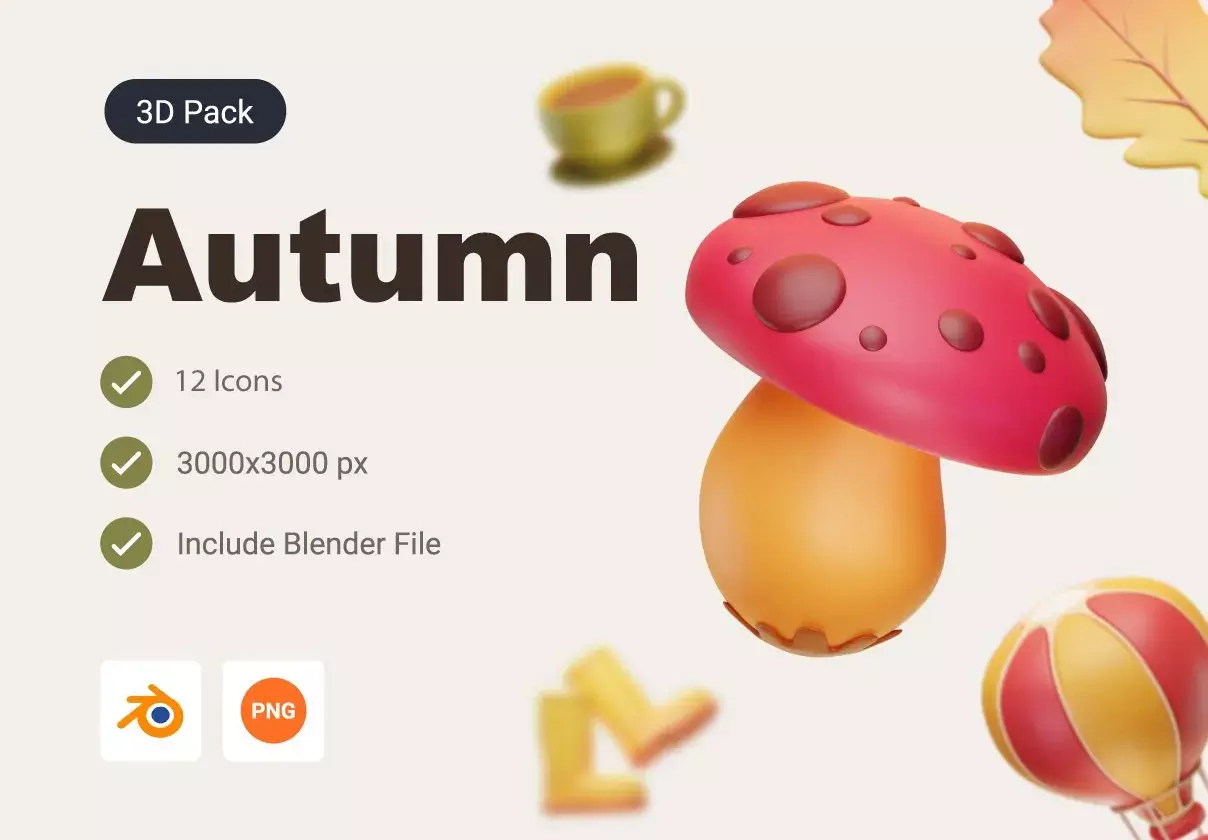 Autumn 3D Icon Pack