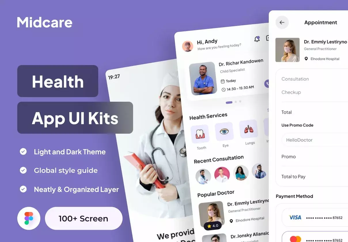 Midcare - Health Apps UI Kits