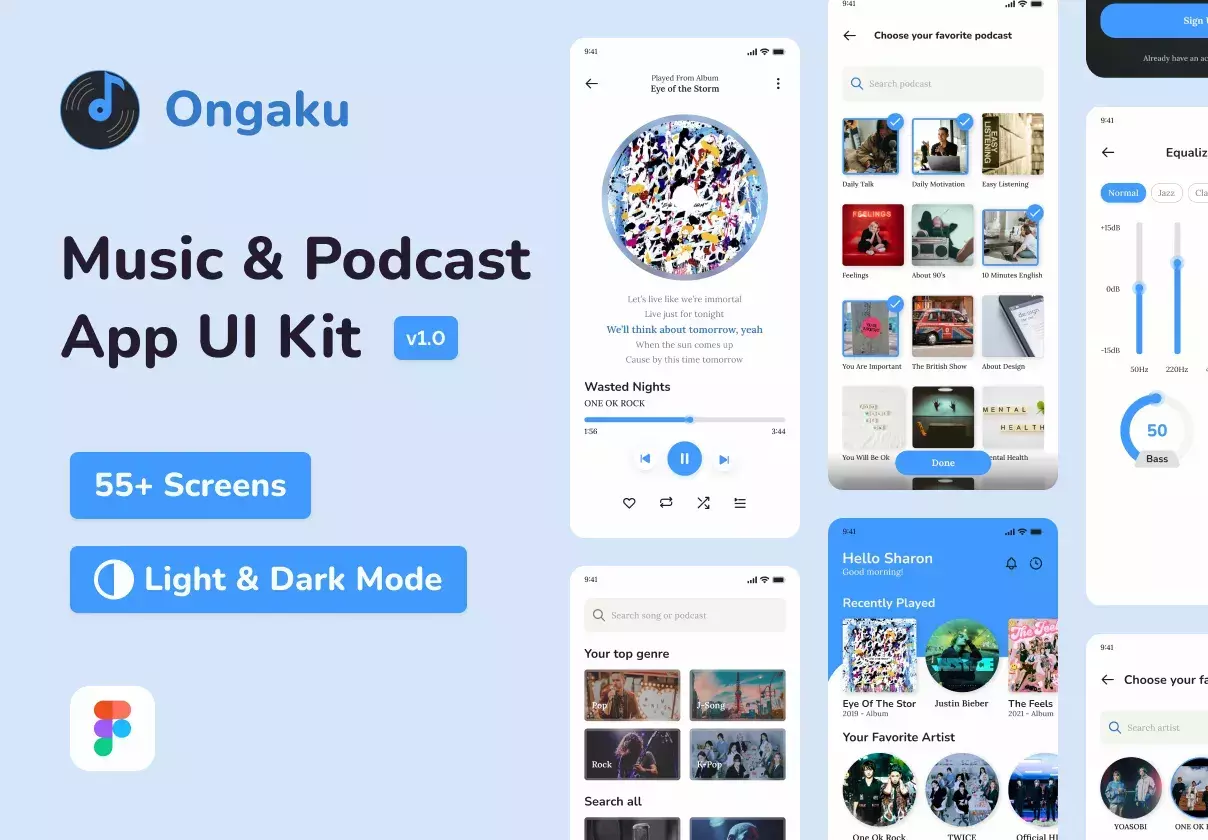 Ongaku - Music & Podcast App UI Kit