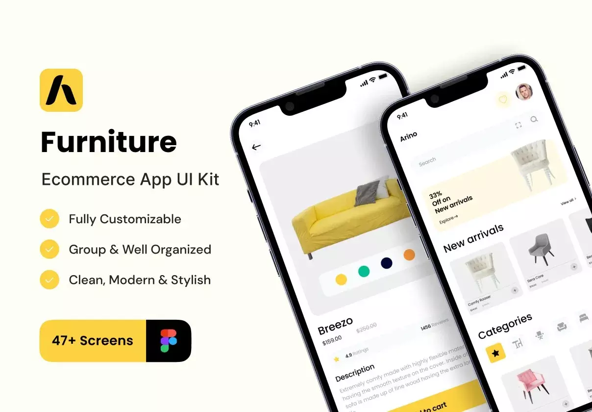 Arino - Furniture ecommerce App UI Kit