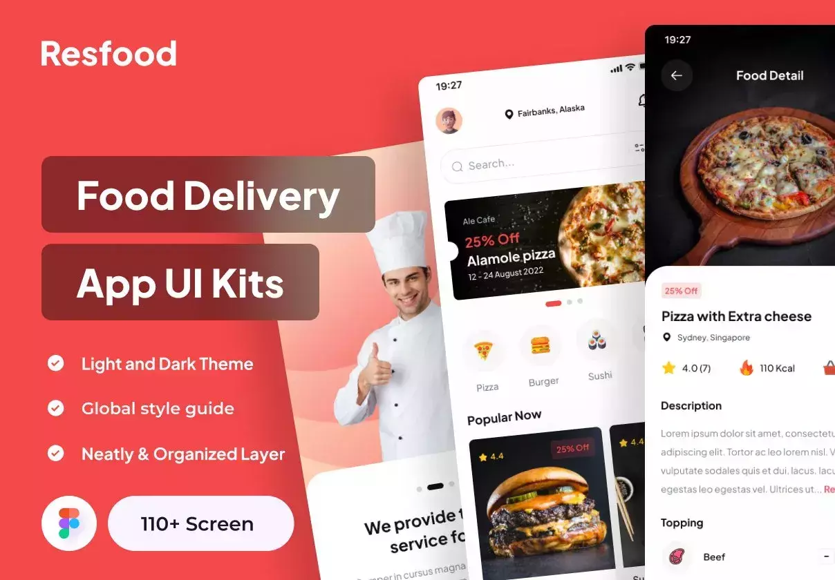 Resfood - Food Delivery App UI Kits