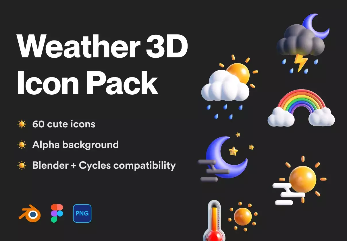 60 trendy, cute weather icons