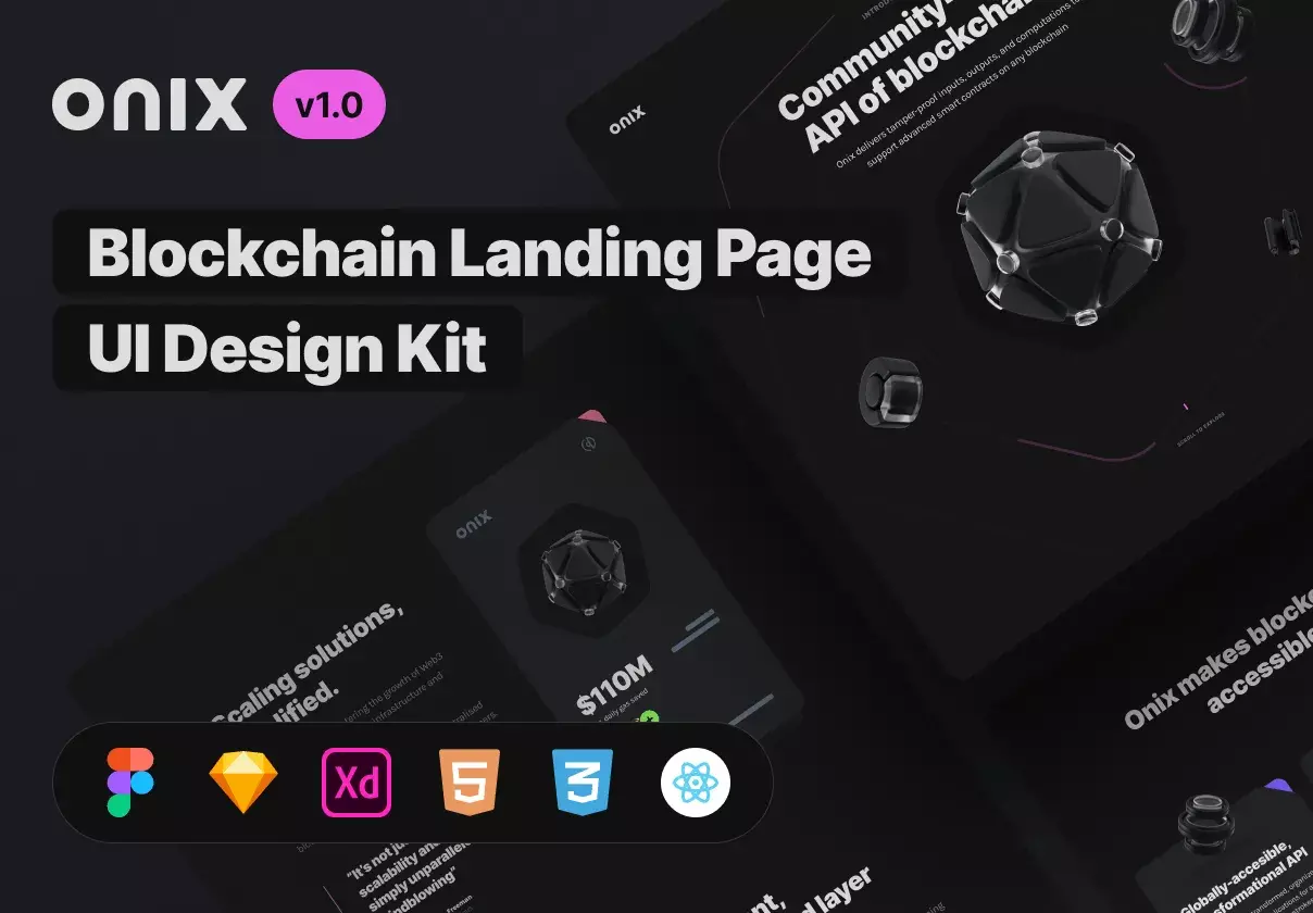 Epic landing page UI Design Kit for Blockchain, Crypto