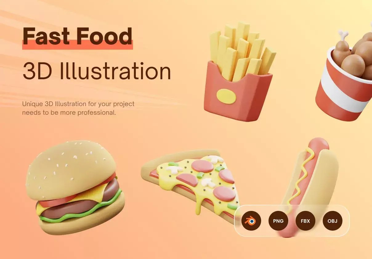 EMAMFOOD: 3D Fast Food and Drink Icons