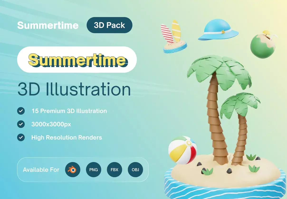 PLAYINGSUMMERTIME: 3D Summertime Icons