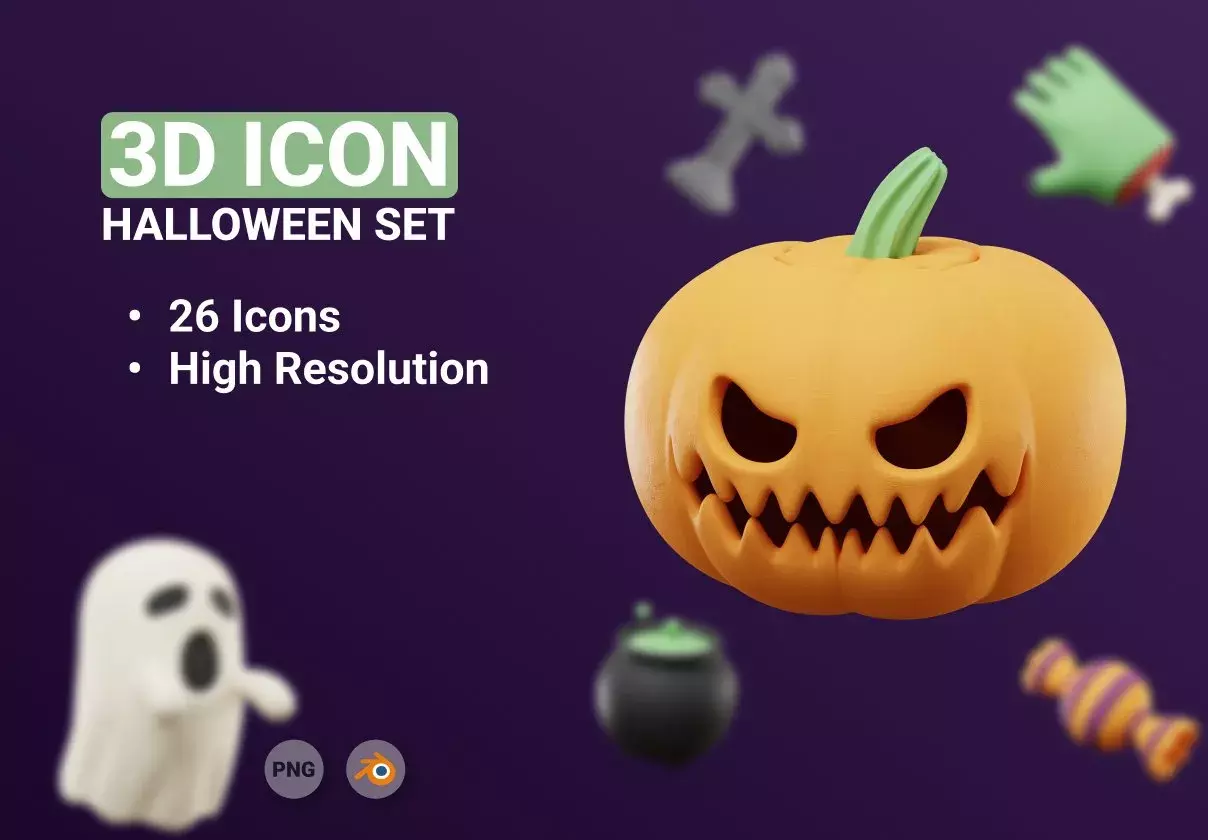 3D Halloween Illustration set