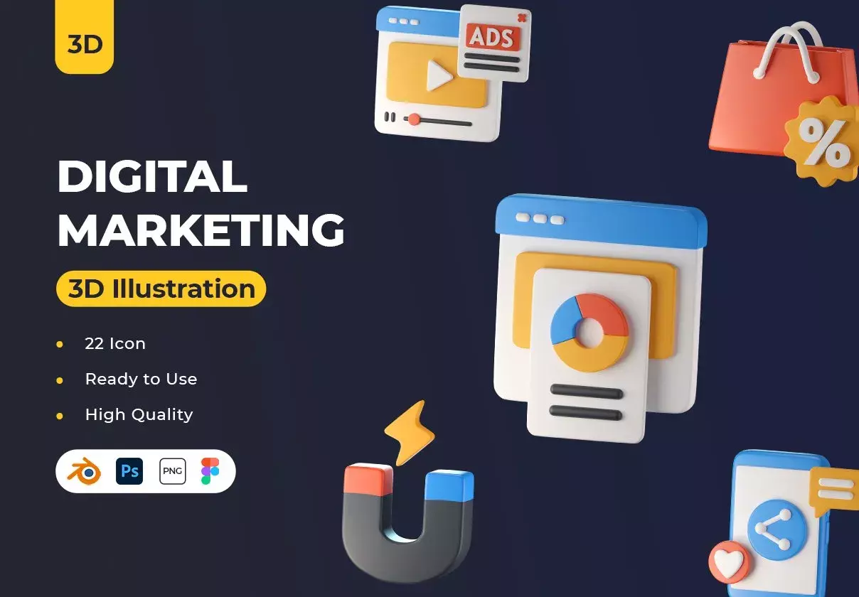 Digital Marketing 3D Icons