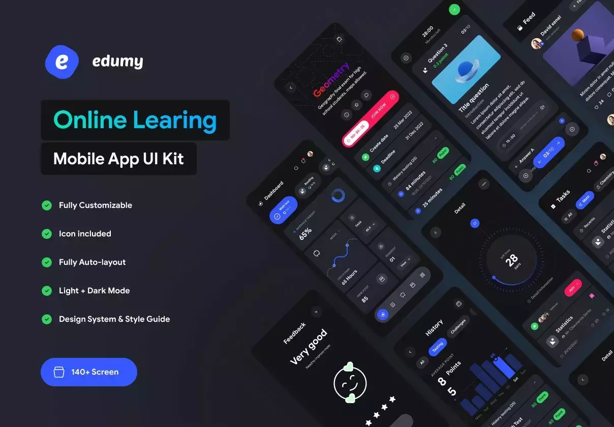 Edumy - Online Learning Mobile App UI Kit