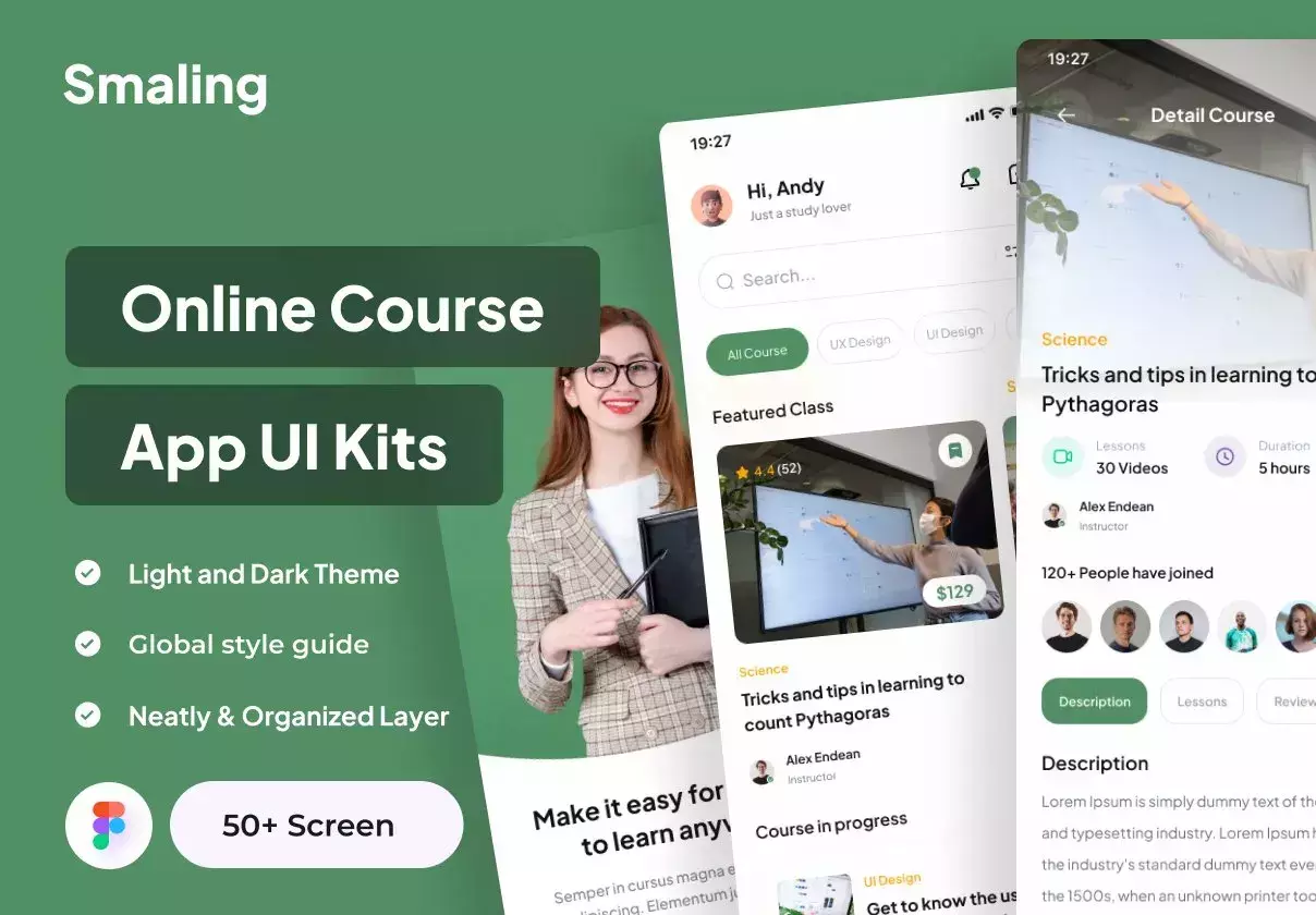 Smaling - Course App UI Kits