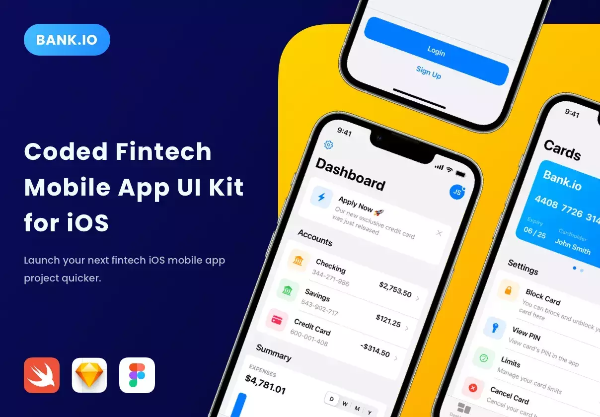 Bank.io - Fintech UI Kit for iOS 16