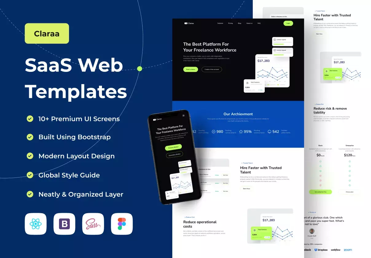 Premium SaaS Web Templates with Modern and Minimalist Style