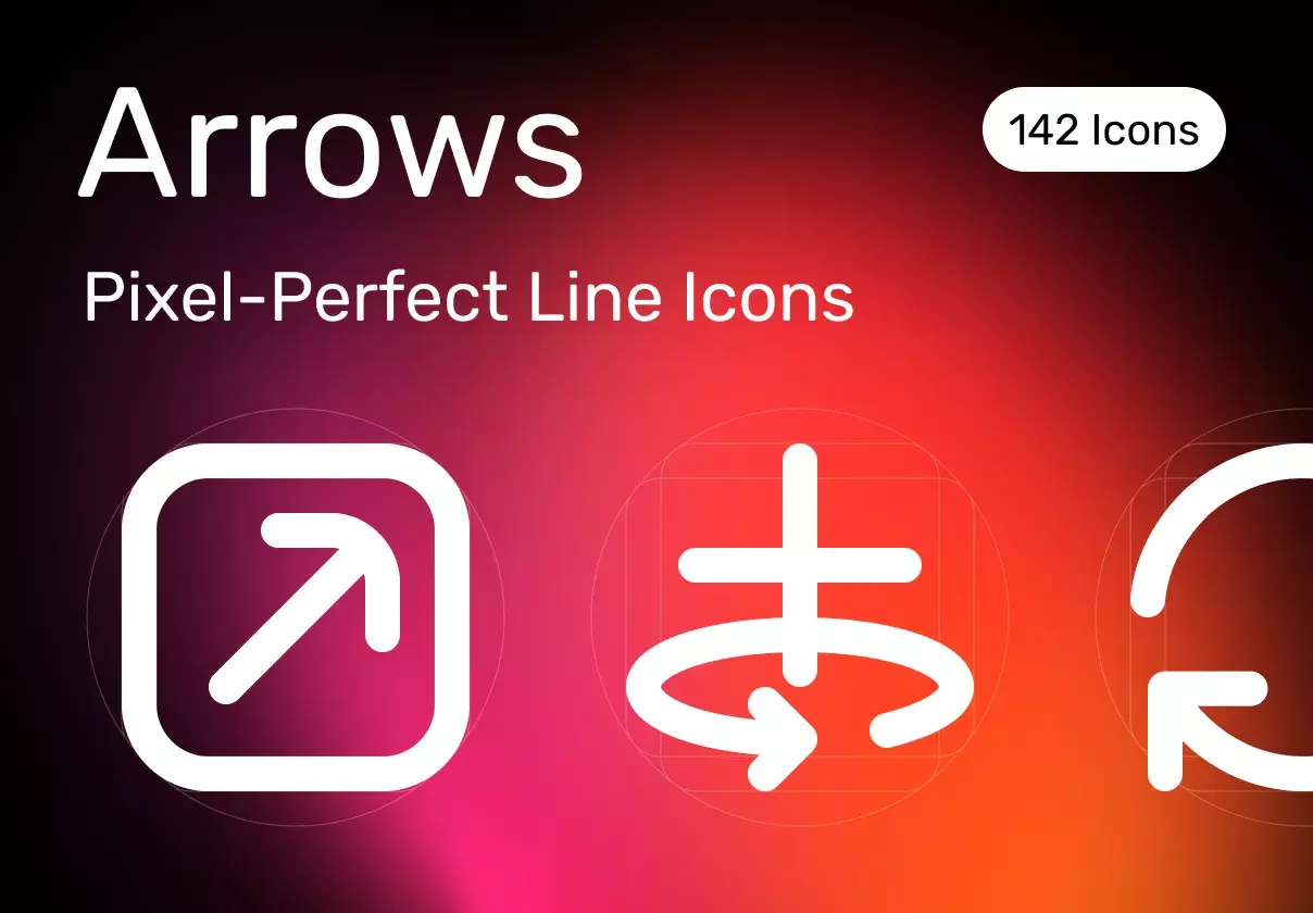 Arrows V1.0 — Pixel-Perfect Line Icons