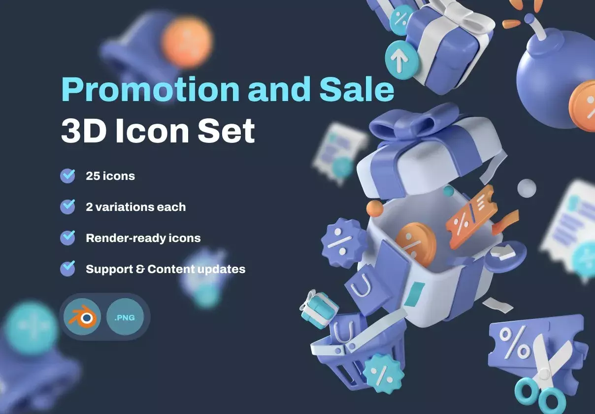 Promo and Sale 3D Icon Set