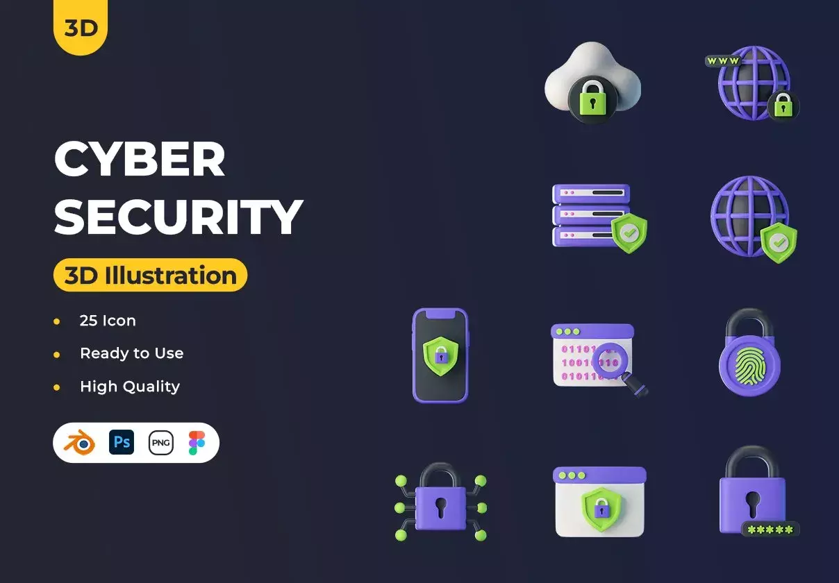 Cyber Security 3D Icons