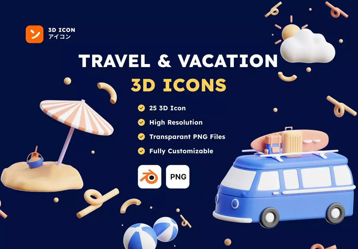 Travel & Vacation 3D Icons