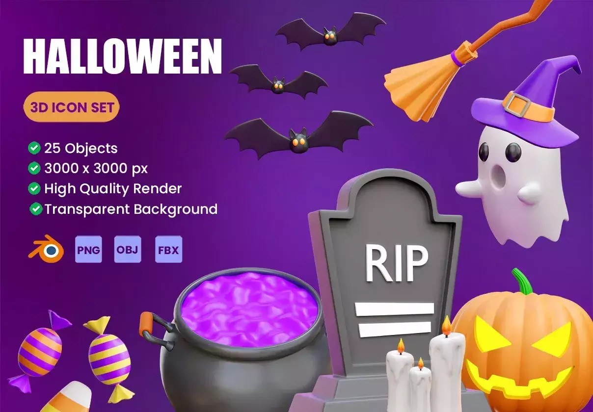 Halloween 3D Icon Illustrations