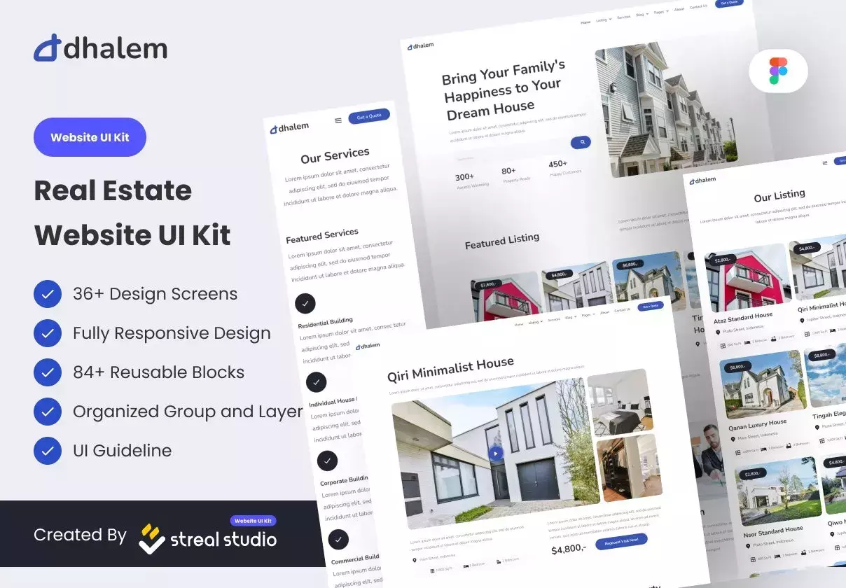 Dhalem Real Estate Website UI Kit