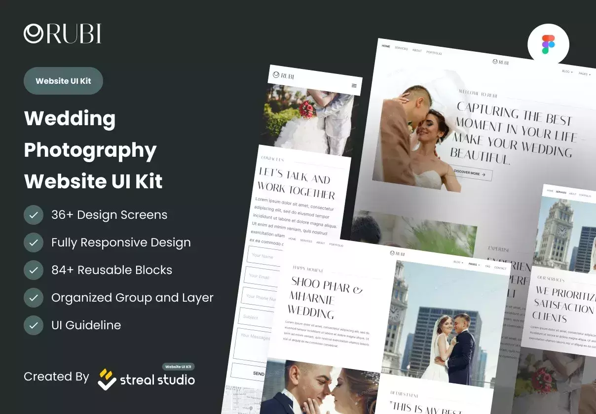 Rubi Wedding Photography Website UI Kit