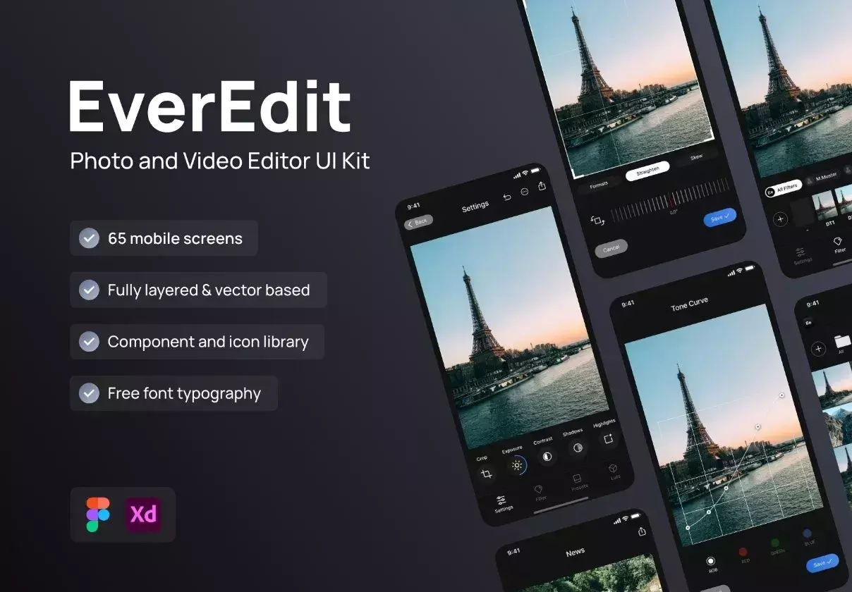 EverEdit  - Mobile Photo & Video Editor UI Kit