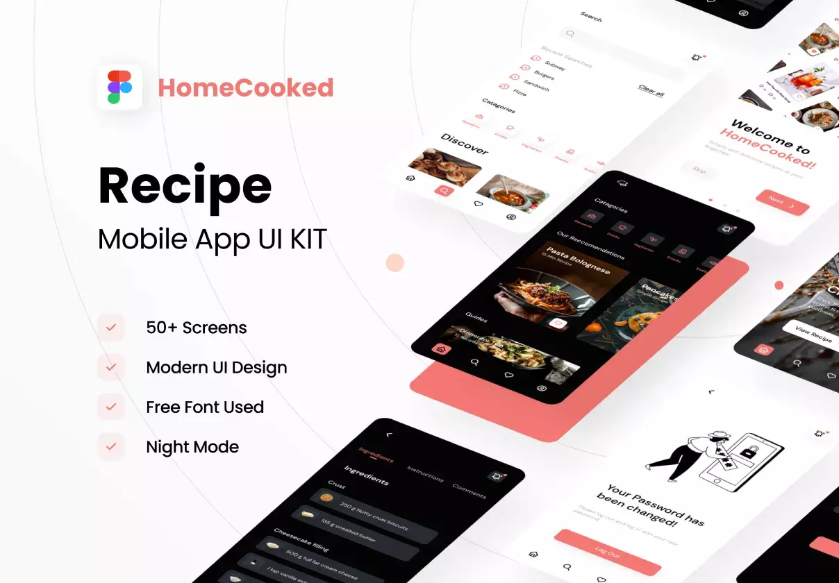 HomeCooked Recipe Mobile UI Kit