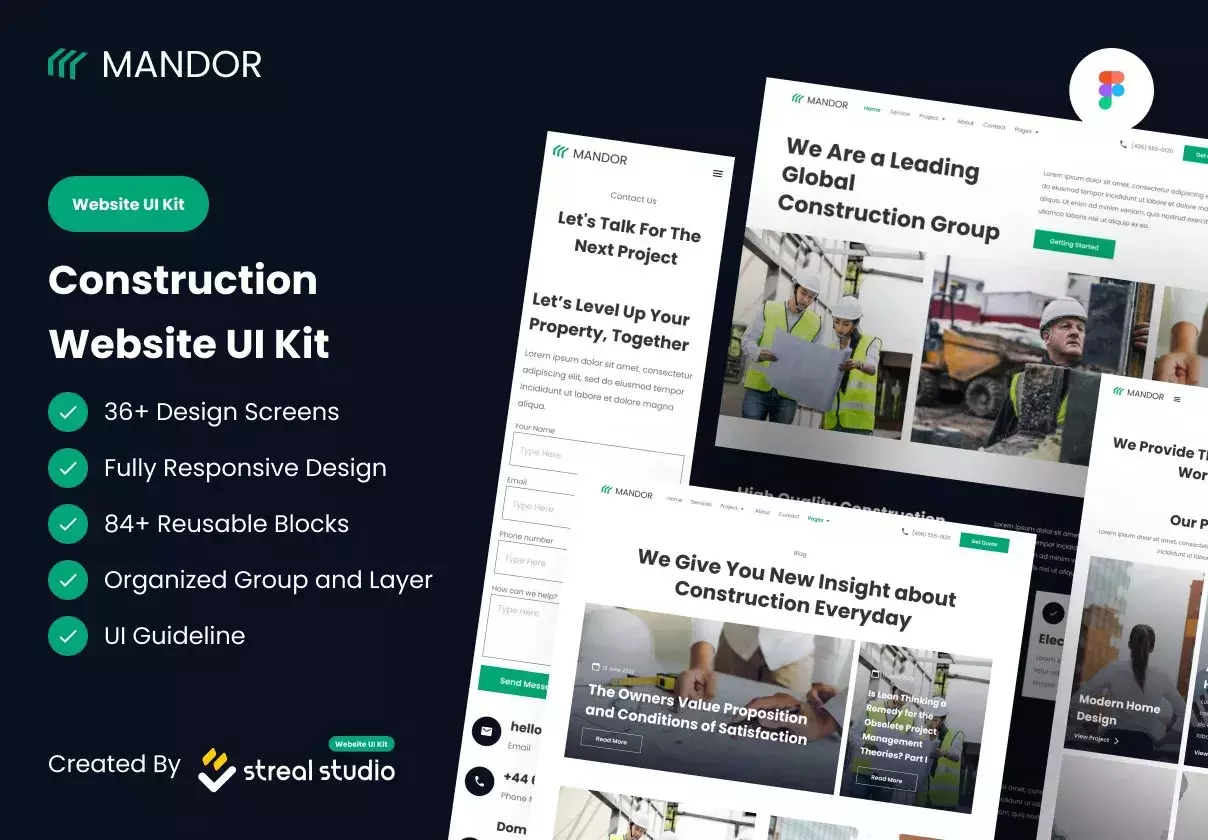 Mandor Construction Website UI Kit