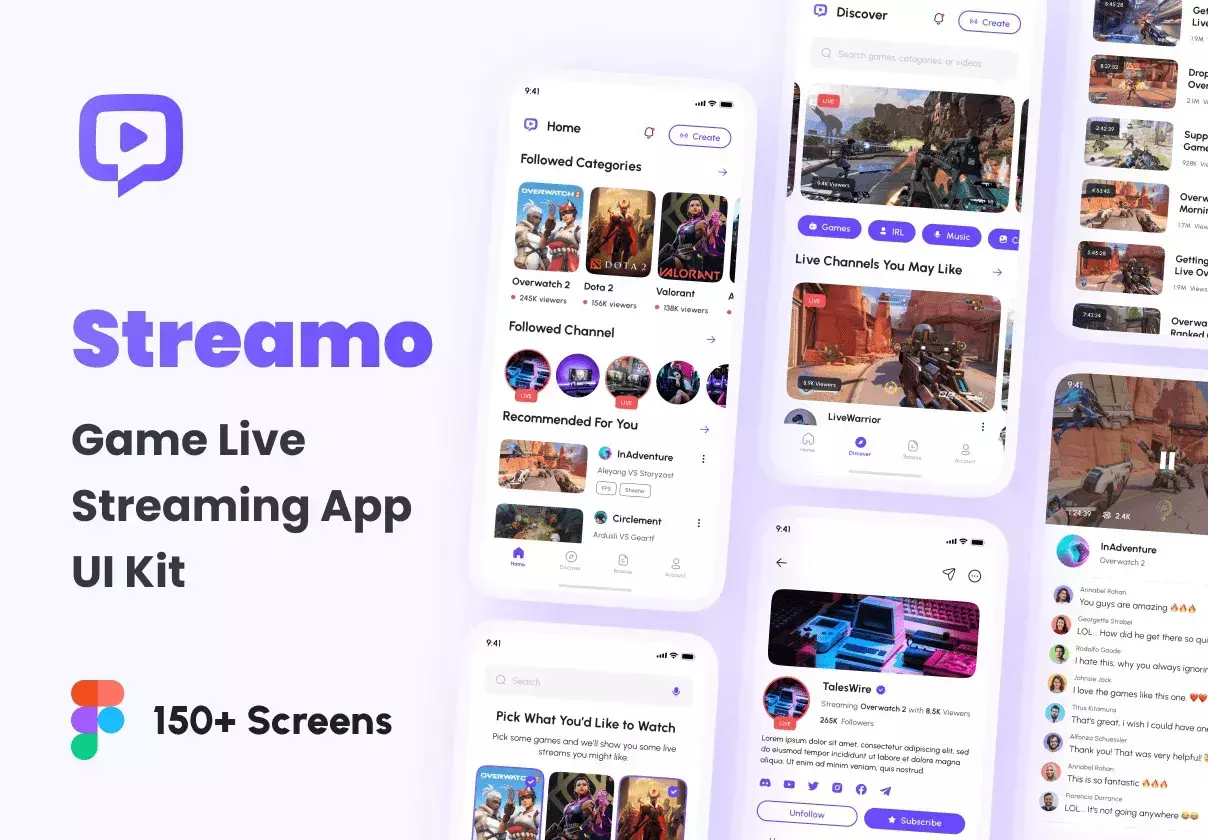 Streamo - Game Live Streaming App UI Kit