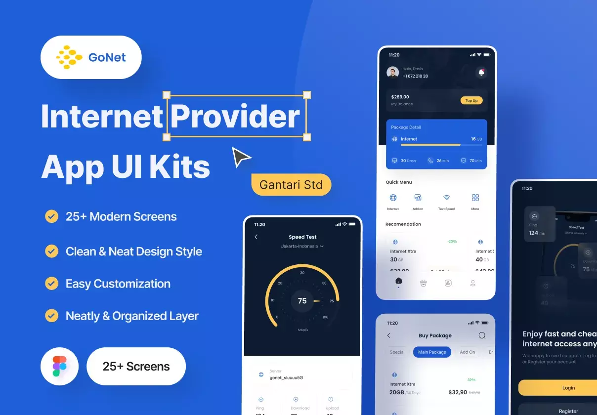 GoNet - Internet Provider App UI Kit