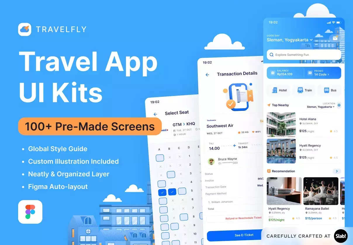 TravelFly - Travel App UI Kit