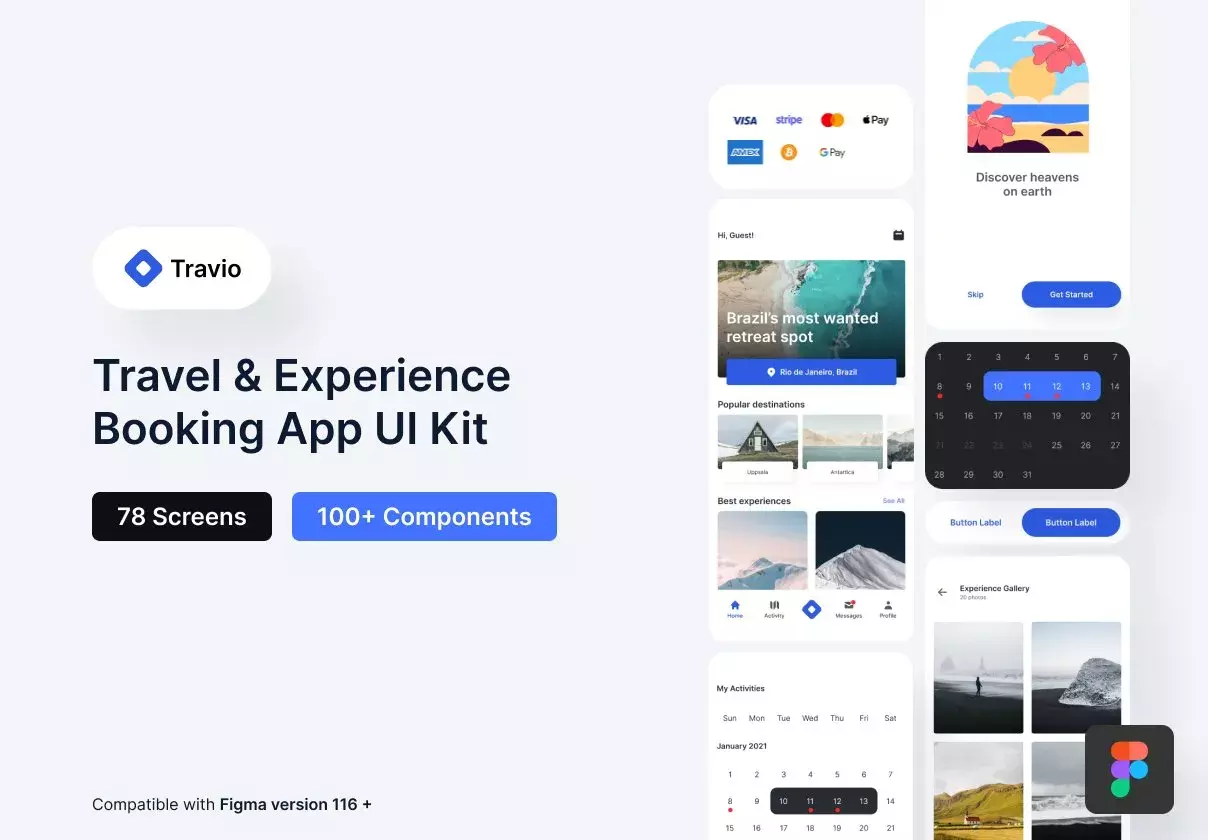 Travio - Travel & Experience Booking App UI Kit