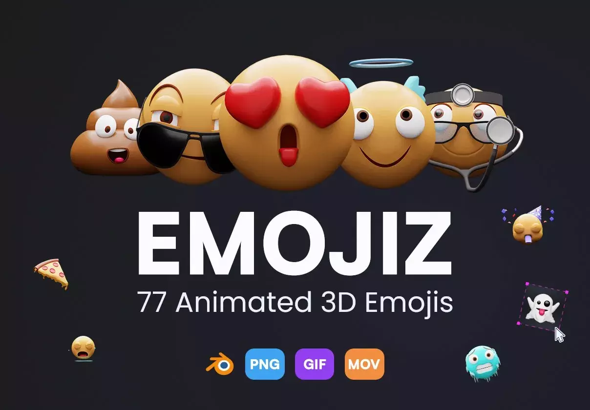 Easy to use animated 3D emojis with source files